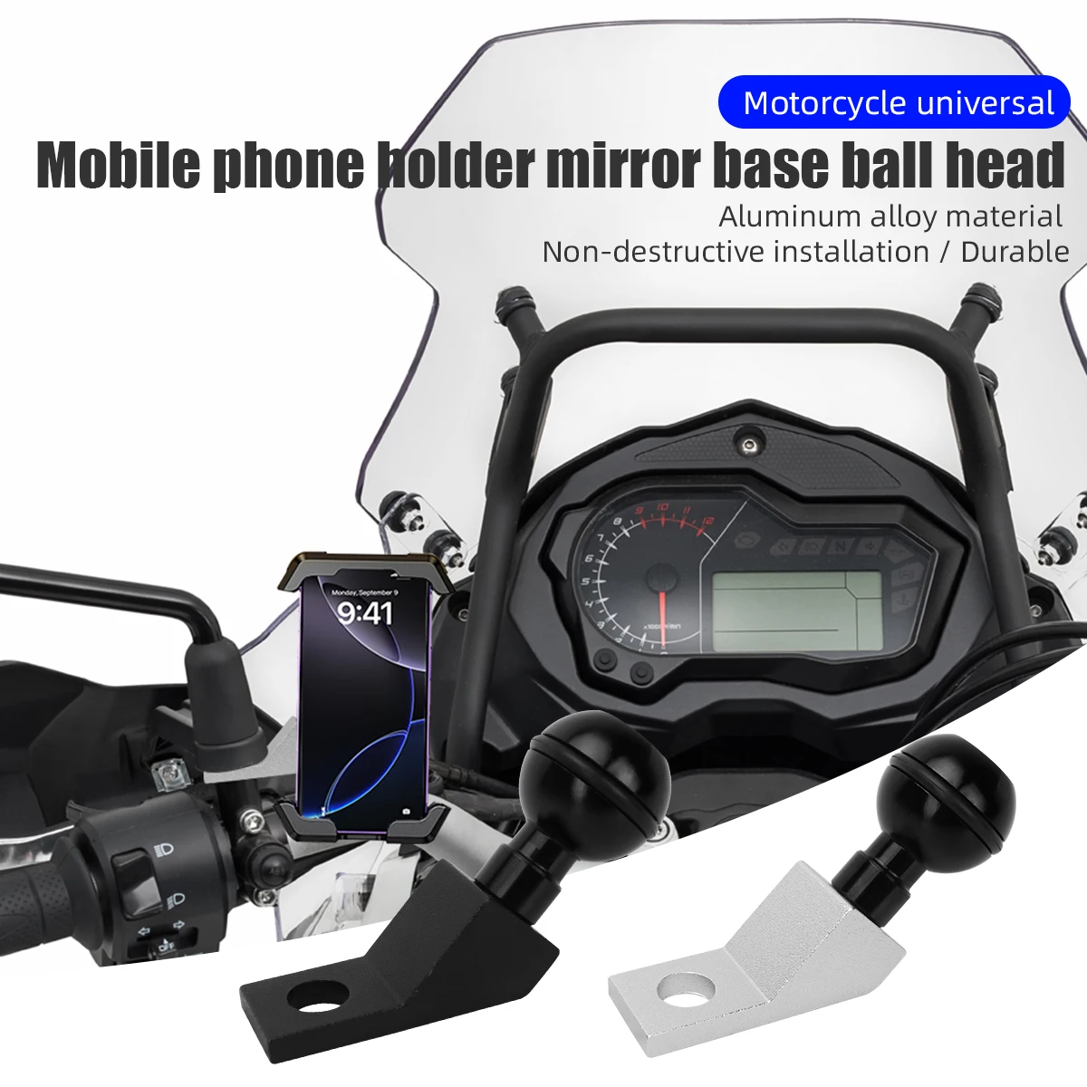 Motorcycle Rearview Mirror Base Ball Head Handlebar Expansion Bracket Universal Motor Bicycle Handle Bar Clip Clamp Accessories