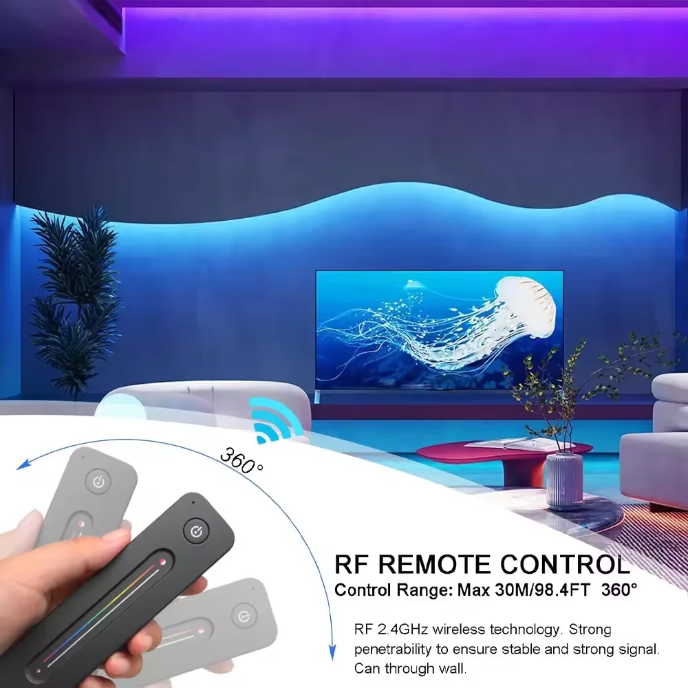 12V 24V 2.4GHz LED Controller LED Dimmer Auto-transmitting Wall Mounted Touch Remote for Single Color CCT RGB RGBW Strip Light