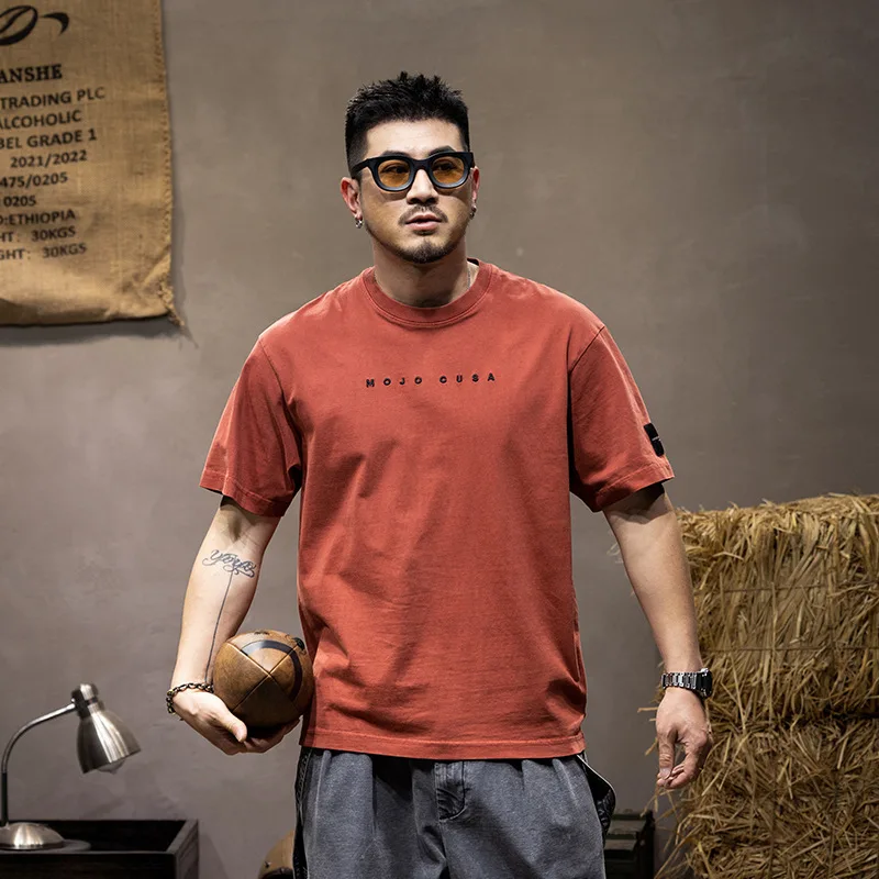 

Heavy duty short sleeved T-shirt for men's summer 2025 new casual fashion plus size loose top trendy clothing