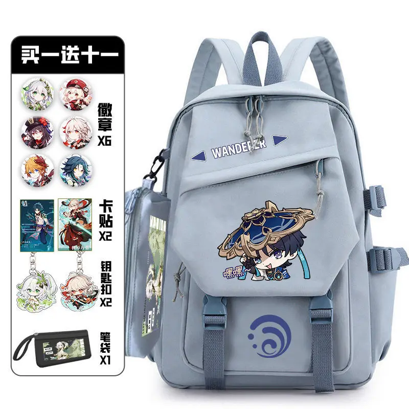 Impact Genshin Merchandise Venti Paimon Student Unisex Casual Bag Hu Tao Game Fan Backpack A