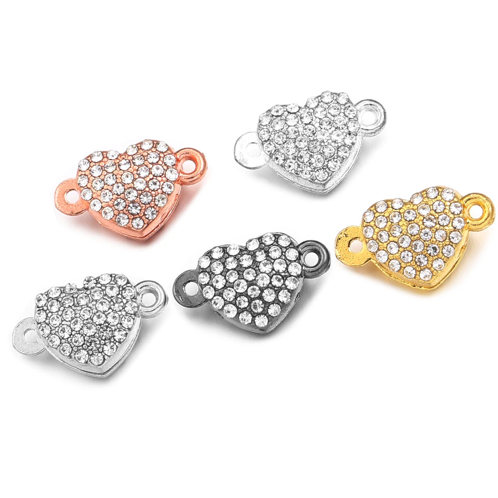 5 teile/los Legierung Herz Magnetische Verschlüsse Glänzenden Strass Magnet Verschlüsse Charms Stecker Für Schmuck Machen DIY Armbänder Halskette