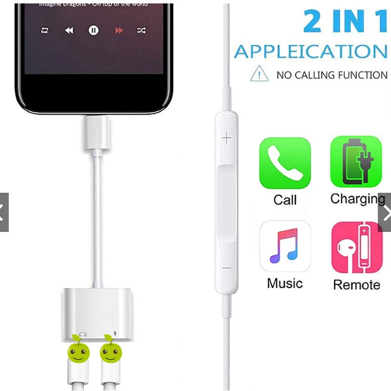 【Fast Ship】2 in 1 Dual Lighting Audio Adapter Splitter Converter OTG Compatible For iPhone Charge/Music/Voice Call/Wire Control