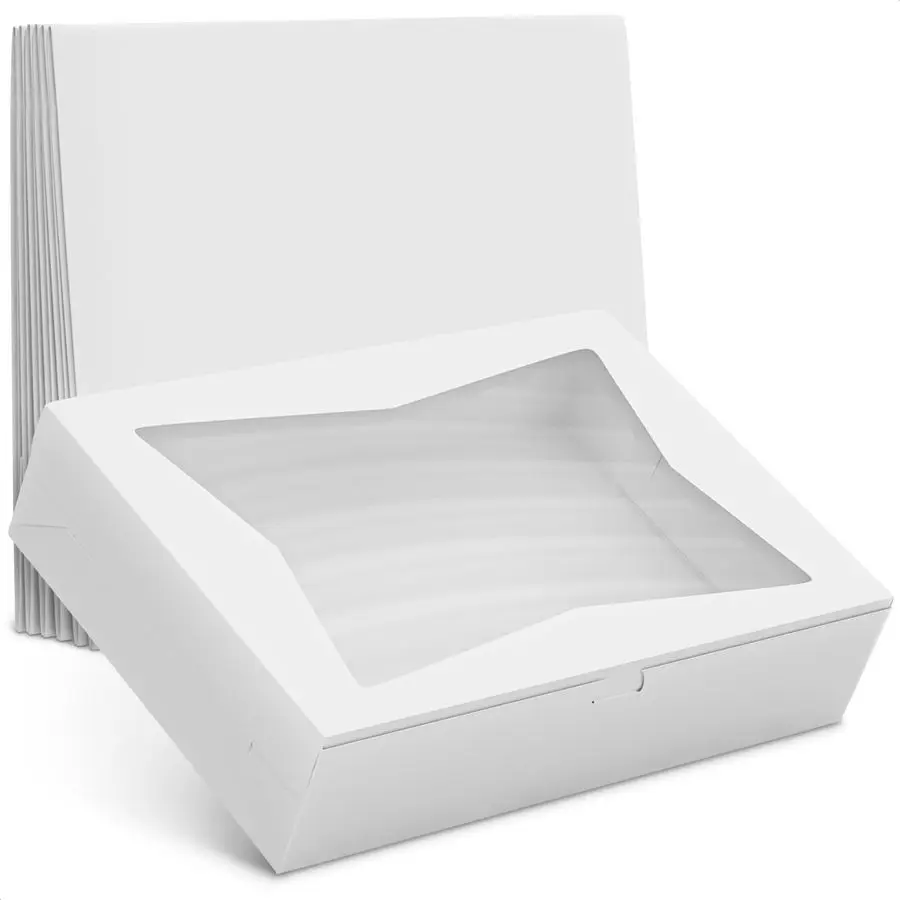 

HalfSheet Cake Boxes 19x14x4 White Bakery Boxes with Window, Pastry and Dessert Box Set for Holiday Gifts amp Christmas Gifts Pr