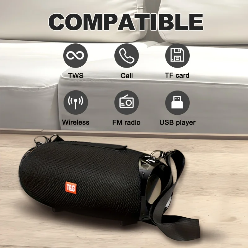 TG534 Tragbarer Kabelloser Lautsprecher mit Doppellautsprechern, Drahtloser Lautsprecher, Lautsprecher, TWS Stereo Hi-Res Audio – Detail 5