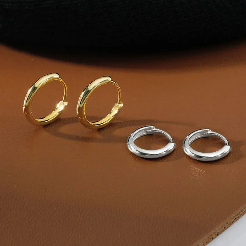 Minimal Glossy Hoop Earrings Gold Color Tiny Cartilage Earrings Piercing Accessory Trendy Female Hoops For Men 6/8/10/12/15mm