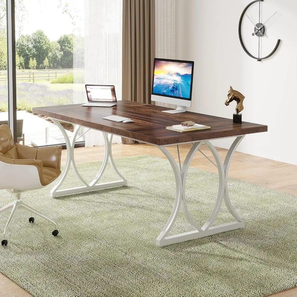 

Writing Desk Executive, Farmhouse Large Computer Home, Small Conference Room Table for 4-6 Person, Writing Desk