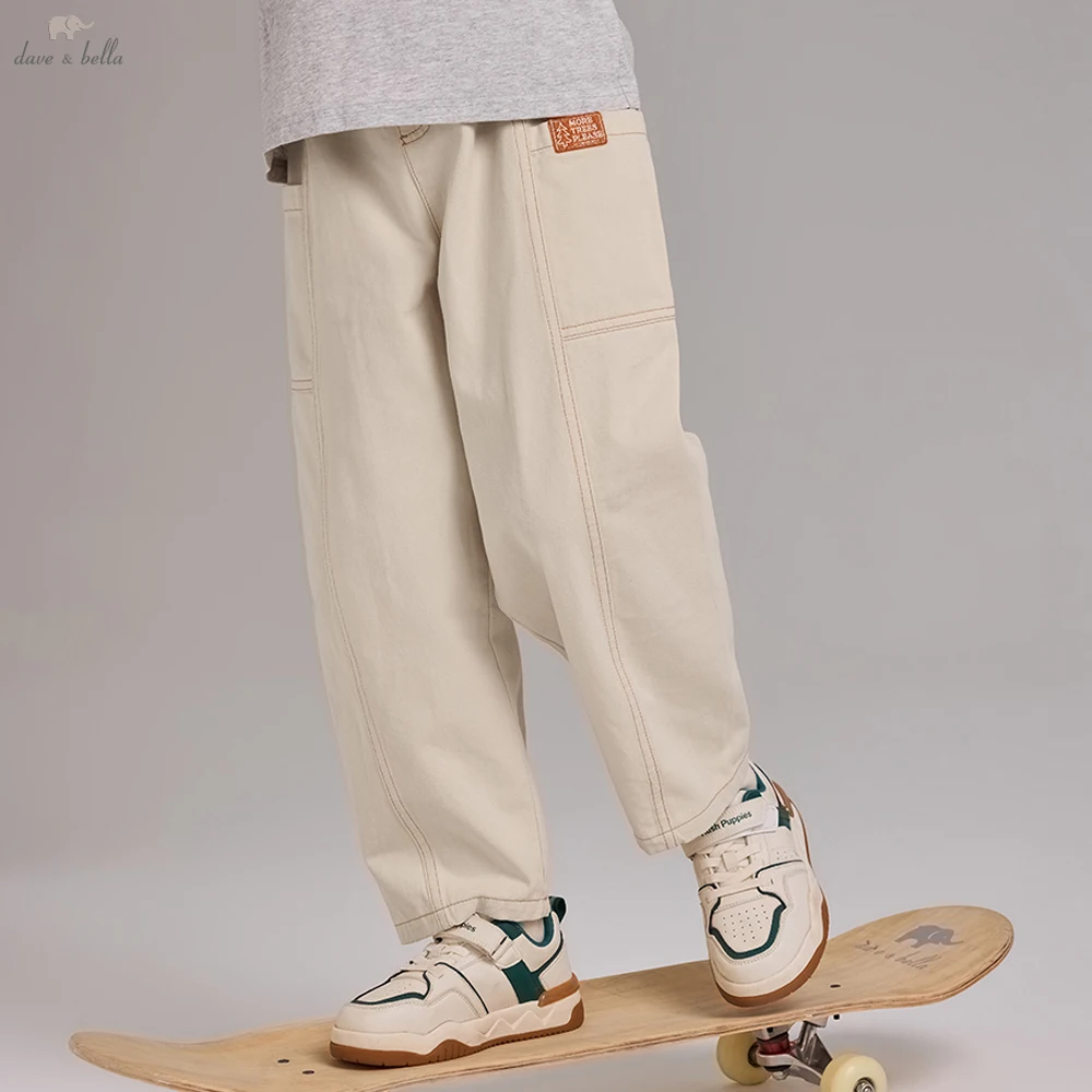 Dave Bella Children Autumn Spring Cargo Pants Boys Casual Elastic Waist Trousers 7-15 Years Teen Kids Pocket Pants DK3262923