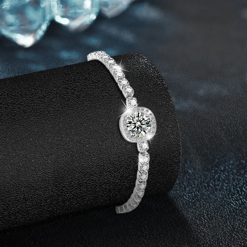 Light luxury 925 sterling silver moissanite bracelet for women, anniversary valentine's day gift