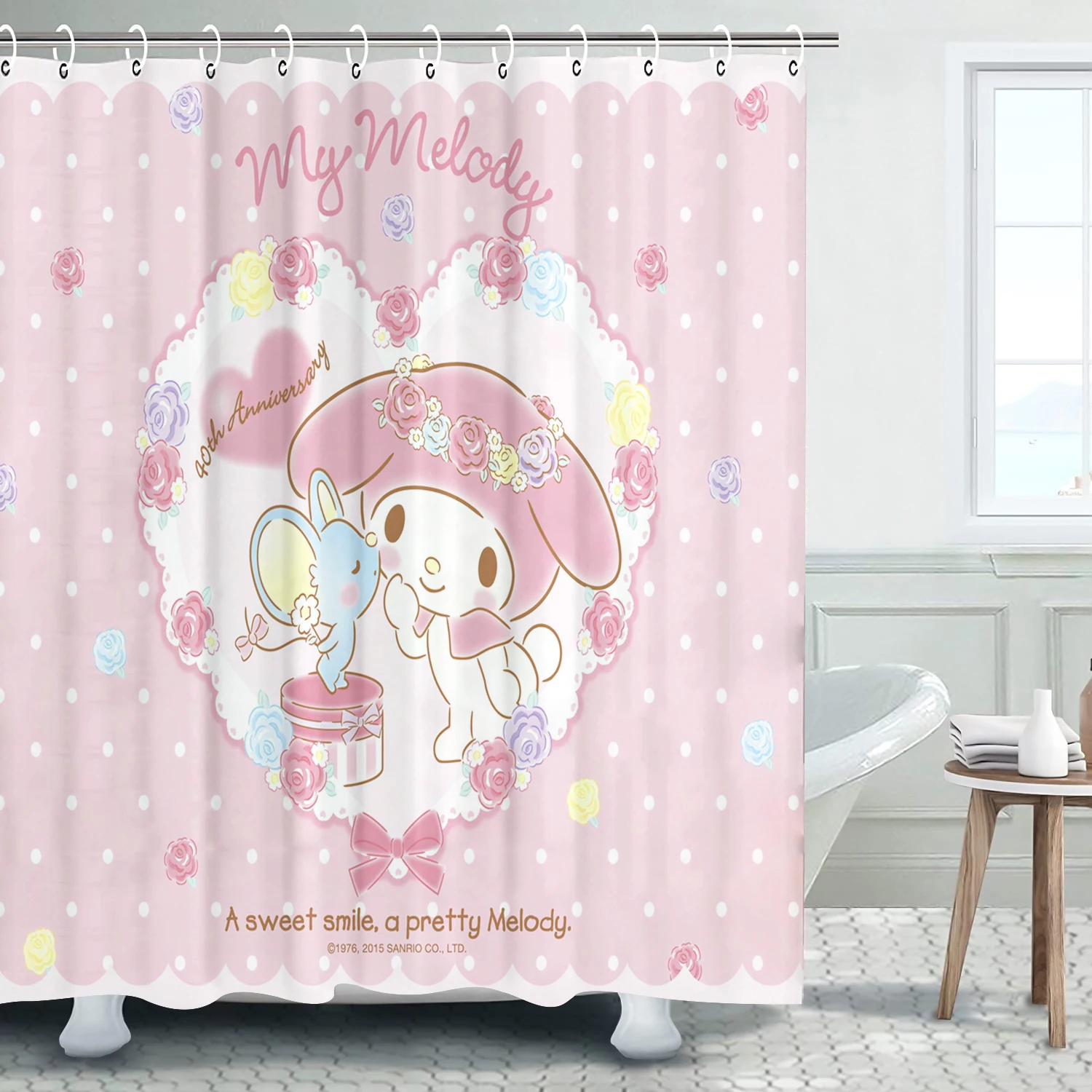 Melody Cartoon Shower Curtain Sanrio Pompompurin Screen Bath Toilet Accessories Anime Funny Cute Accessory Hook