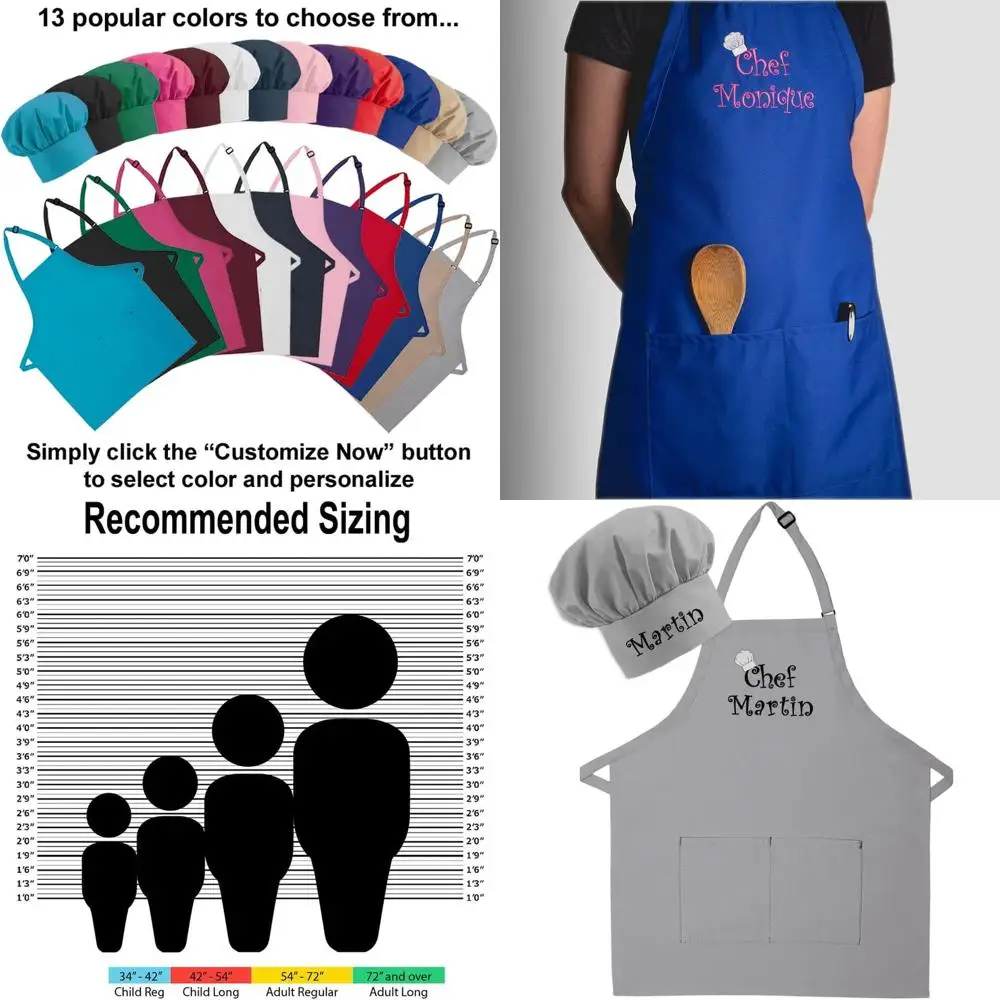 

Custom Embroidered Apron & Hat Set for Adults - Perfect for Kitchen, BBQ, Grilling, and Mother's Day Gifts