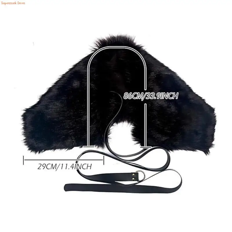 Q5we Médieval Faux Furs Mantle épaule Emballage Femmes Men Halloween Renaissances Cosplay Costume accessoire Vikinges Câle