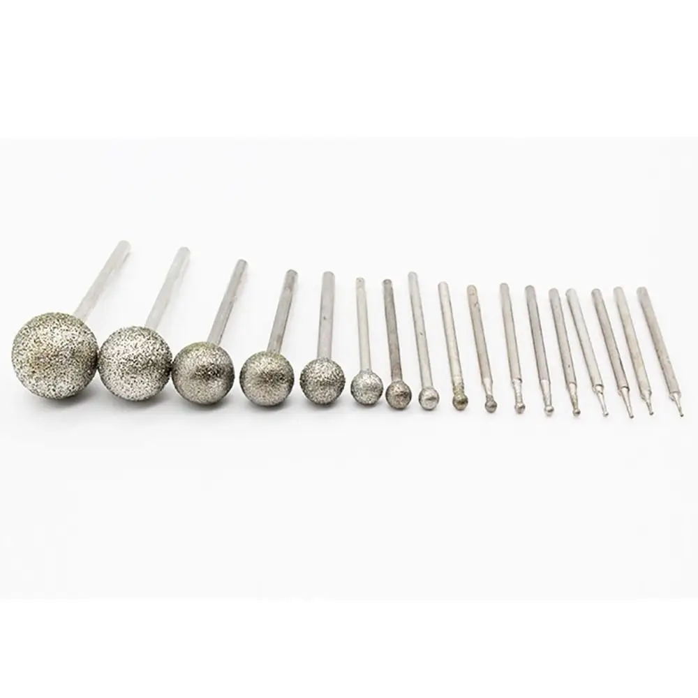5 pezzi Carve Precision Diamond Grinding Head 0.5mm-8mm Round Electric Grinder Parts 2.35mm Shank Carving Tool