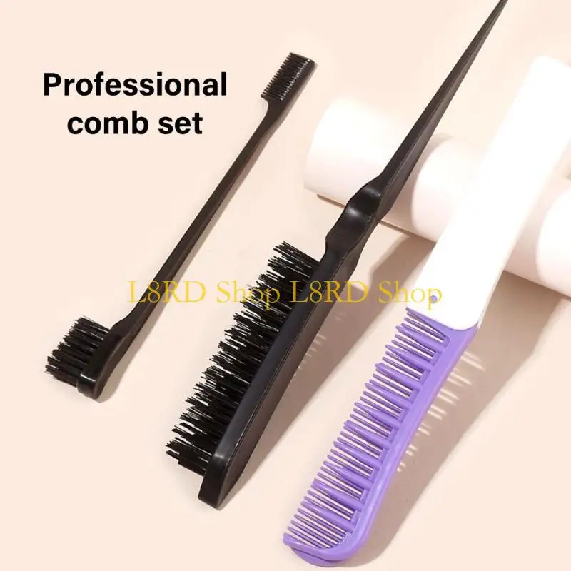 L8RD Bristle Hair Brush Set with Ratted Tail Hair Comb,Teasing Hair Comb Hair Brush Folding Hair Comb for Women Men