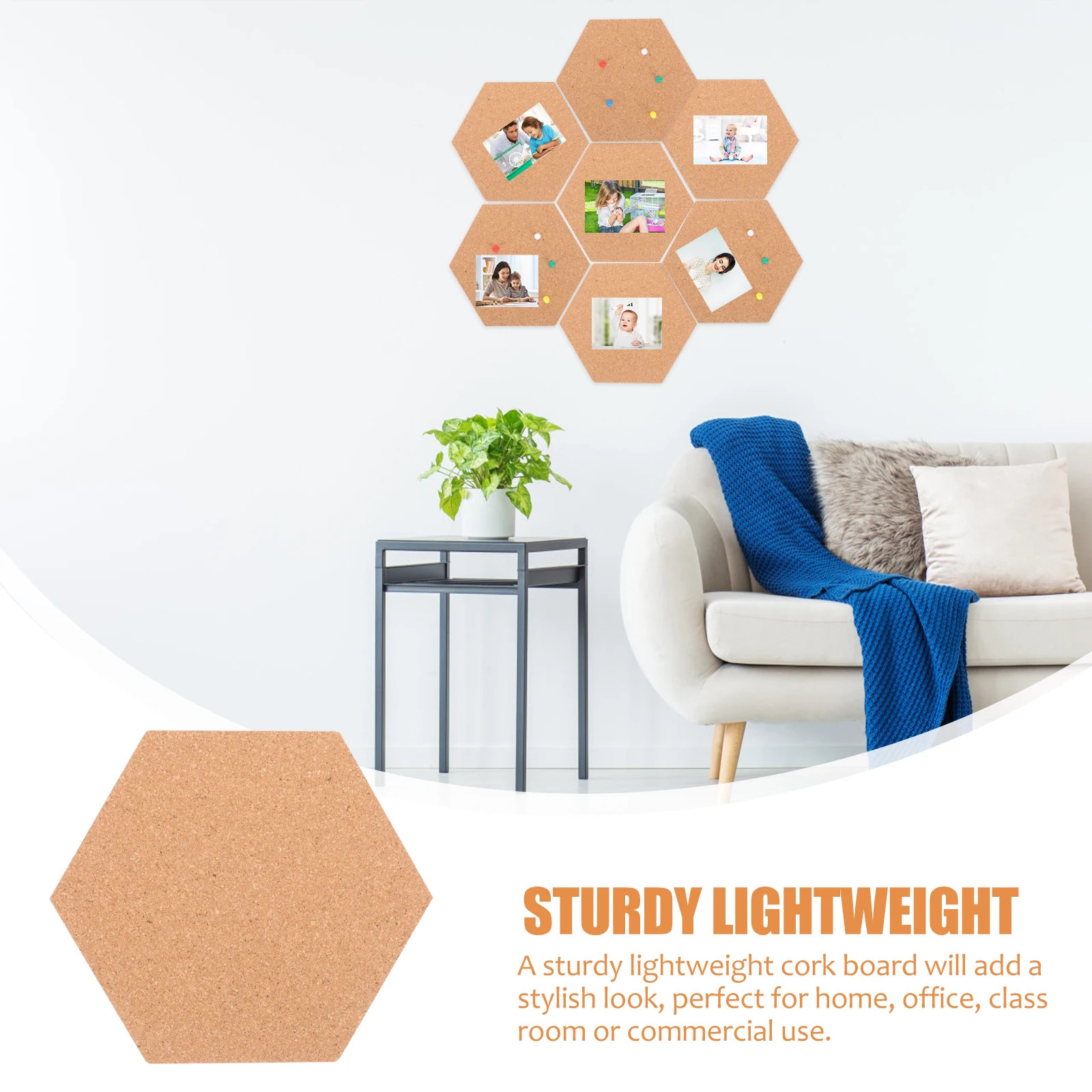 

Hexagon Cork Boards Soft Wood Frameless Bulletin Board for Home Office Classroom Decorative Wall Art Craft DIY Memo Note Display