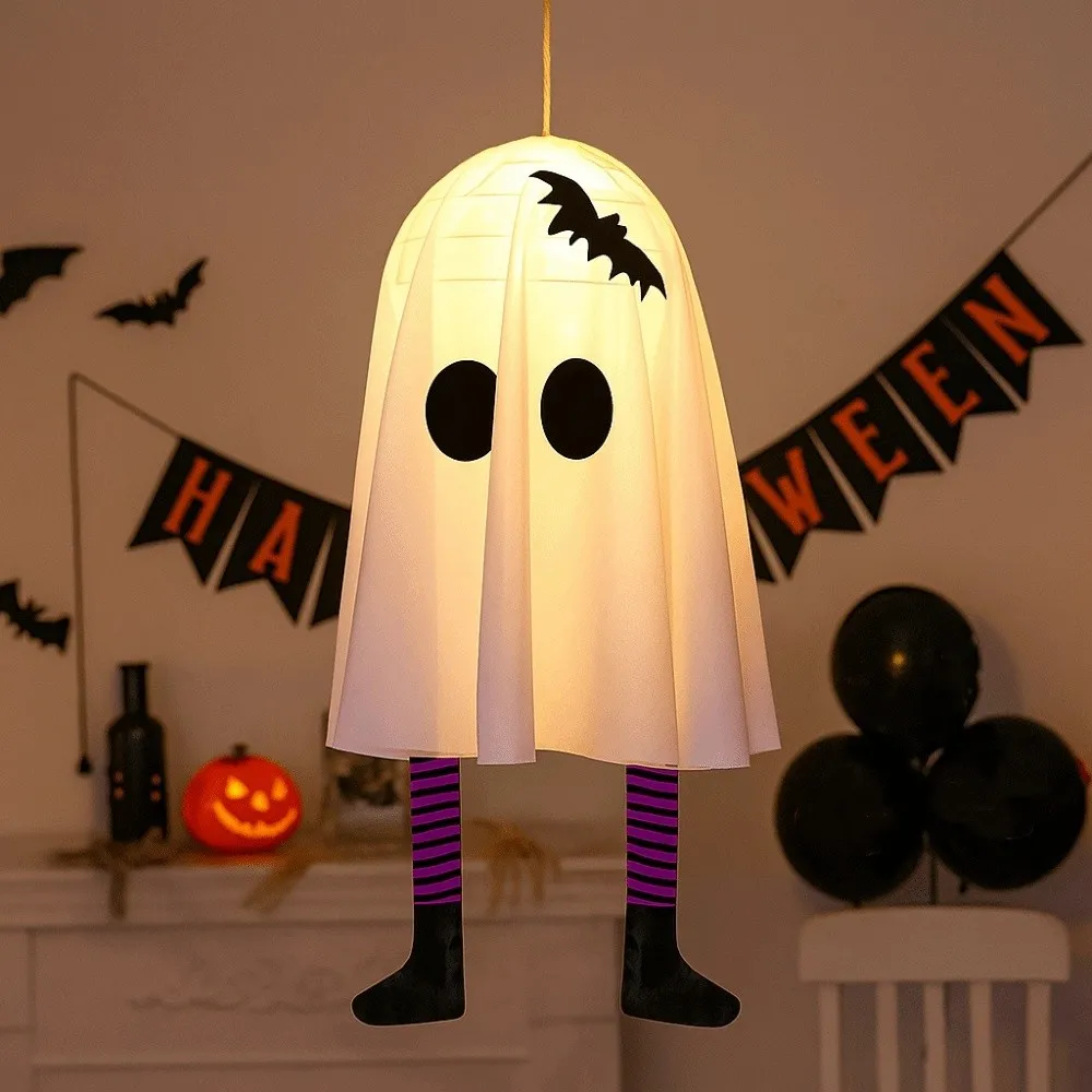 مضيئة هالوين معلقة شبح وامض تأثير متوهج هالوين شنقا زخرفة العائمة مع أضواء الجنية LED شبح #2