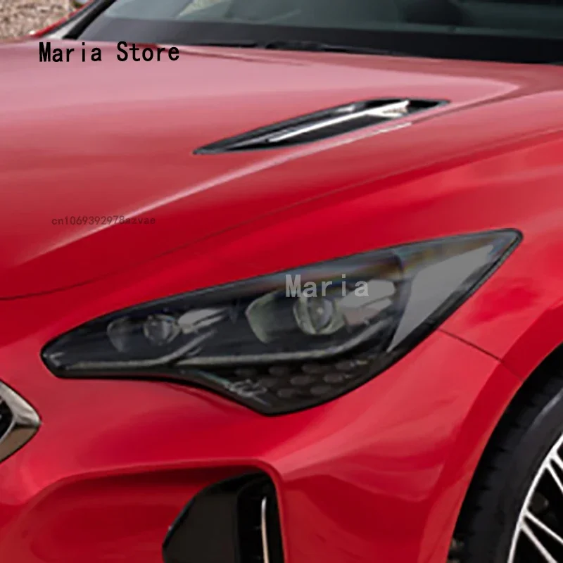 For KIA Stinger 2018-2023 Accessories Car Headlight Protective Film Headlamp Restoration Transparent Black TPU Car Sticker