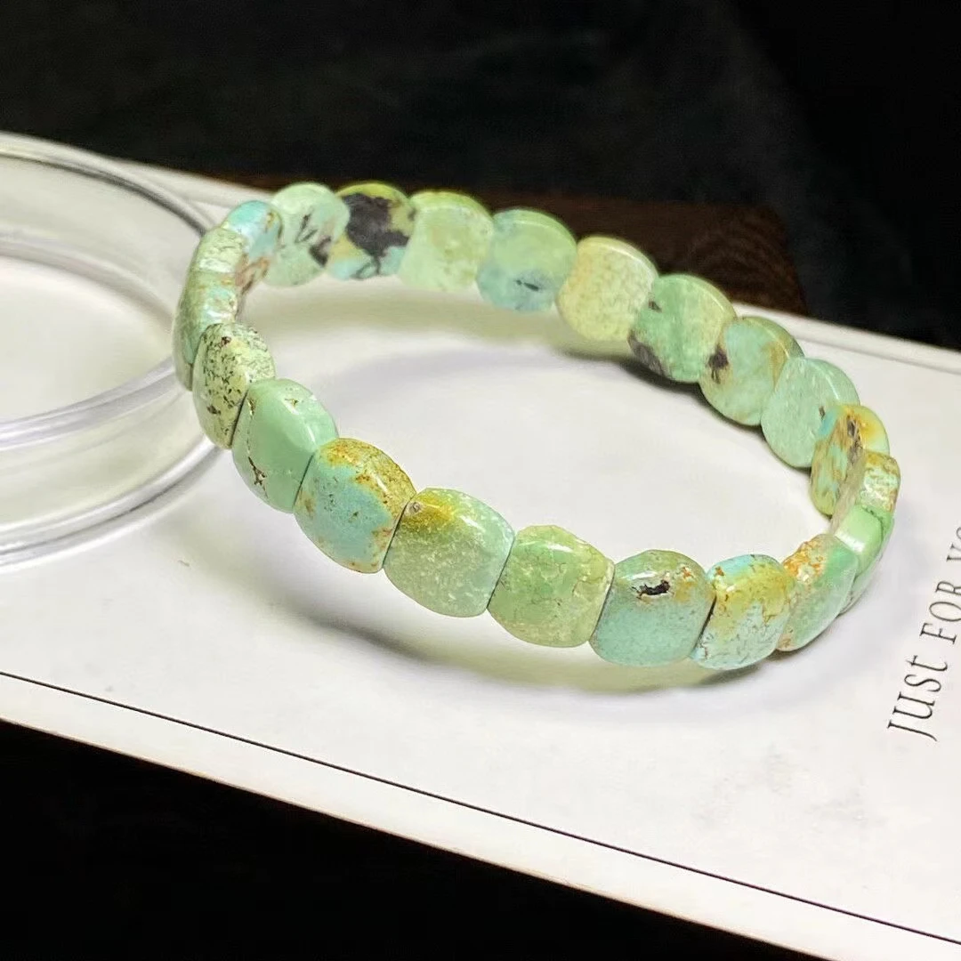 Genuine Natural Green Turquoise Barrel Beads Bracelet 9*8*4mm Woman Men Blue Turquoise Gemstone Jewelry AAAAA