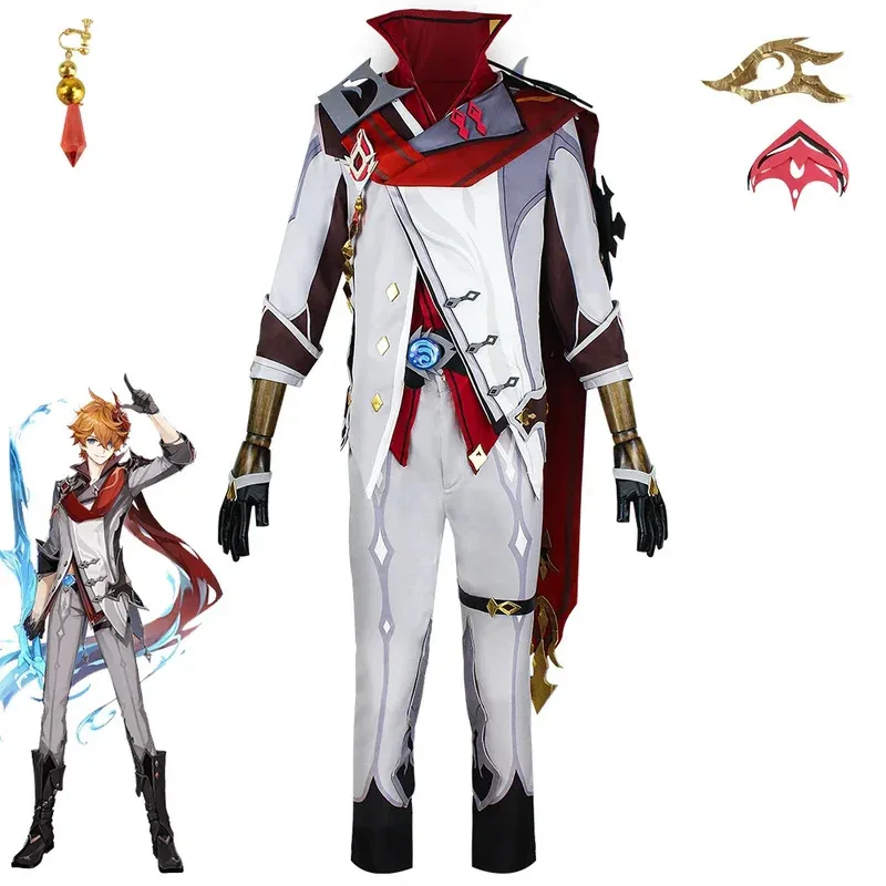 

Genshin Impact Tartaglia Cosplay Costume Uniform Wig Anime Halloween Costumes for Men Game