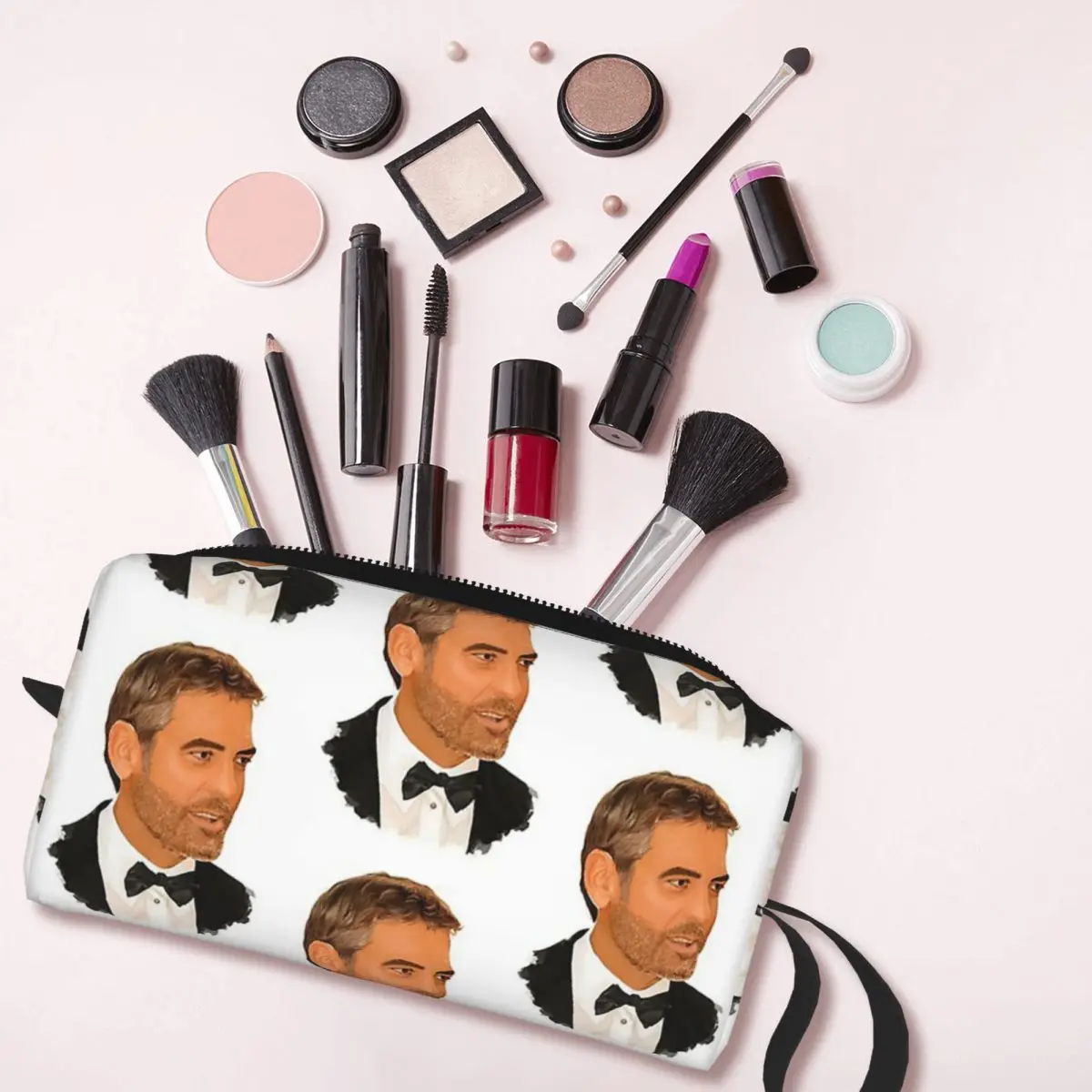 George Clooney-Bolsa de maquillaje con pintura Digital para mujer, Kit de almacenamiento de cosméticos, bolsa de cosméticos de aseo, estuche de lápices de viaje de belleza