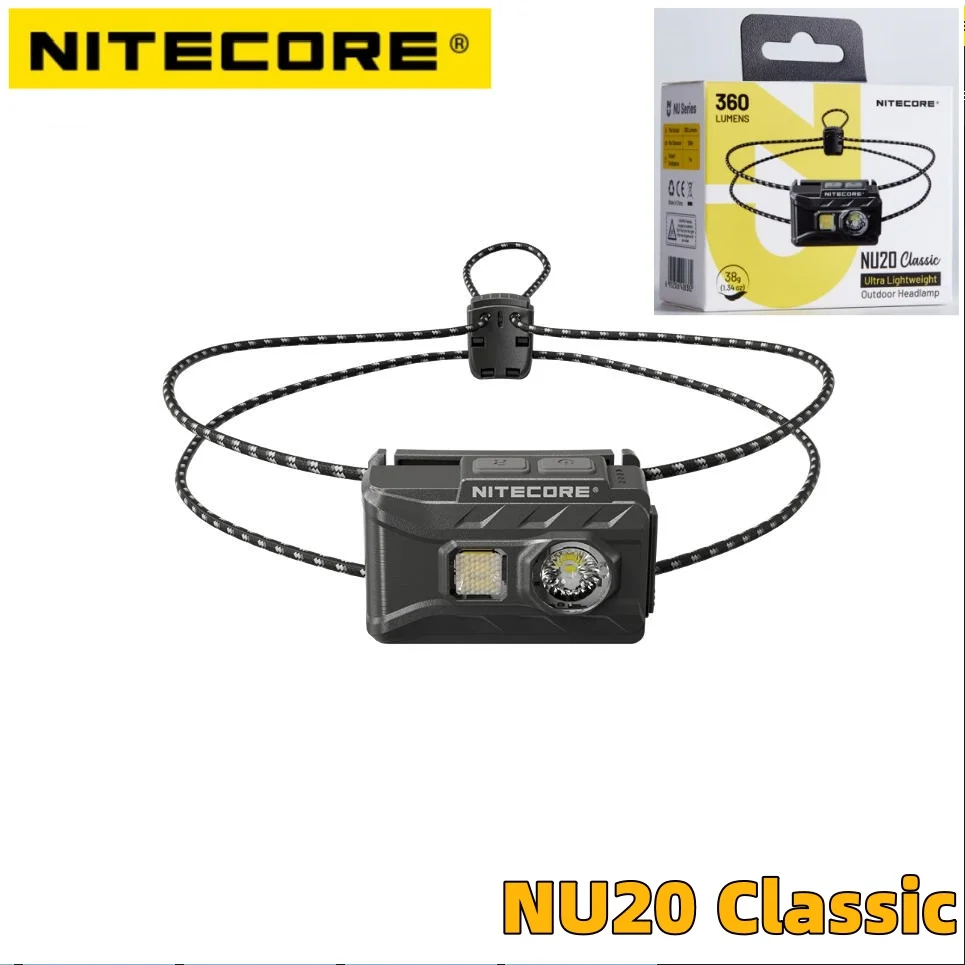 NITECORE NU20 Classic Headlamp 360 Lumens LED Rechargeable Waterproof 38g Ultra Lightweight Headlight Built-in 500mAh Battery