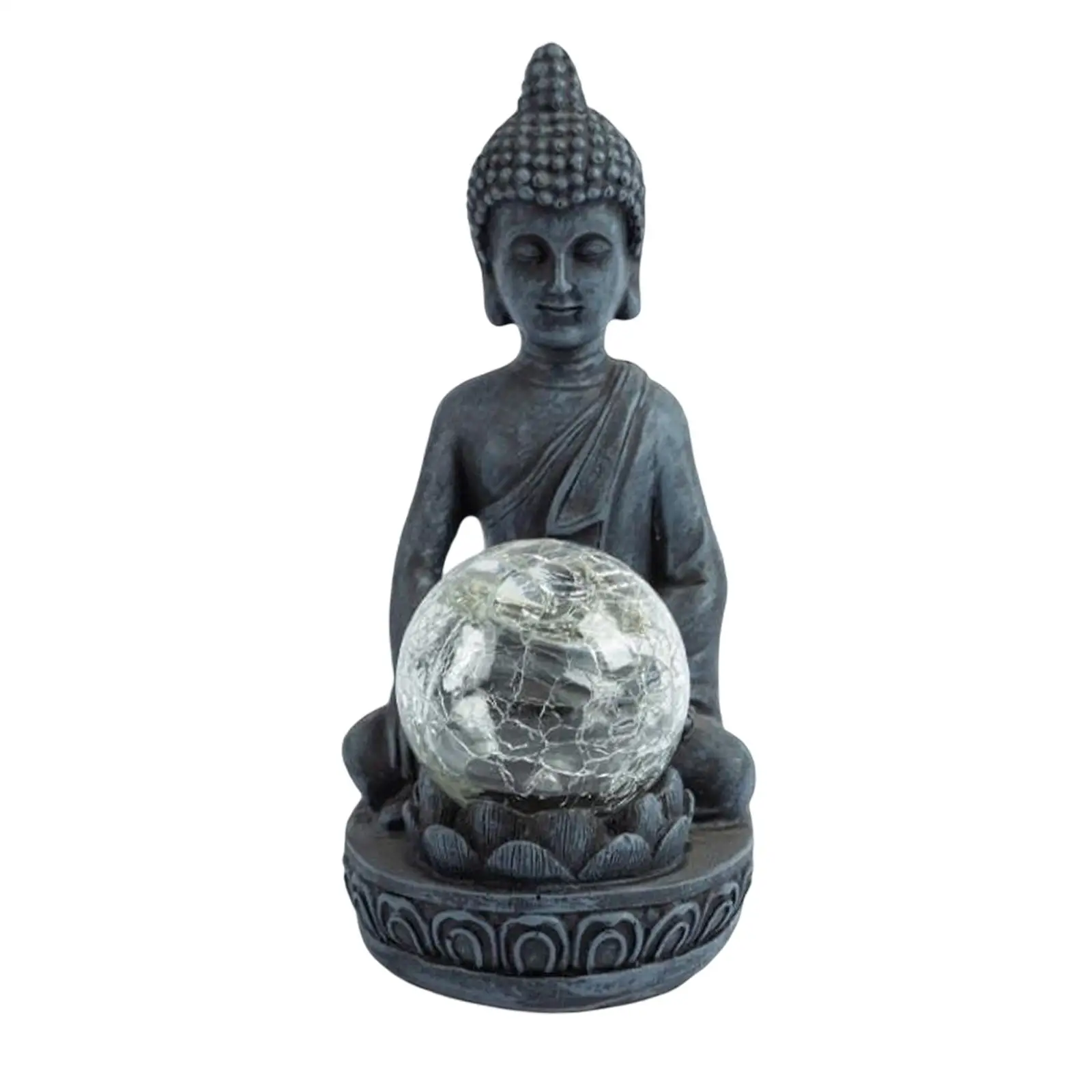 Meditation Buddha Statue im Freien Harz Figuren Glaskugel dekorative Solar LED Garten Licht für zu Hause Balkon Veranda Rasen Hof