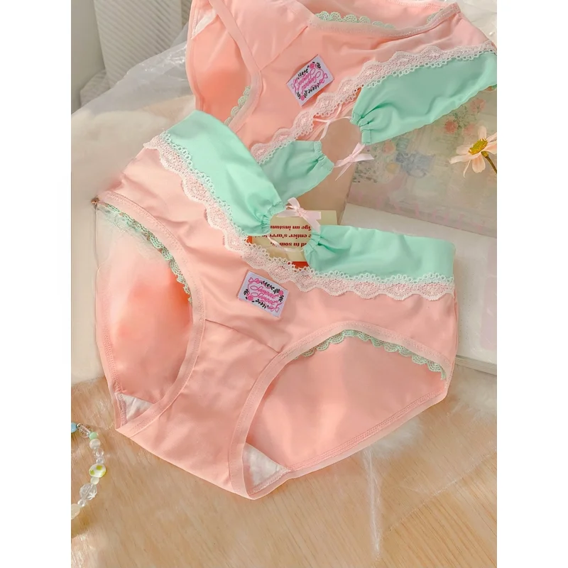 Elegant French Candy Panties Girl 2026 New Style Soft Comfortable Simple Briefs Lace Ruffles Ribbons Cute Breathable Underpants