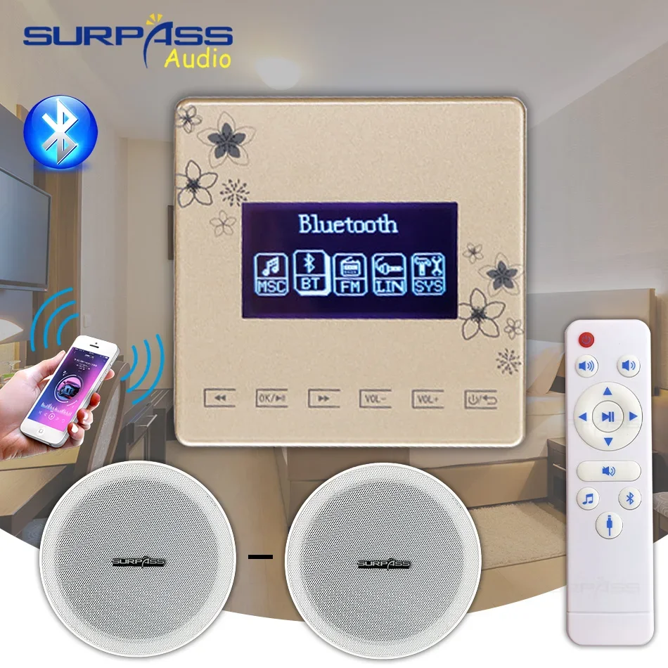 

Bluetooth portable 15W power ceiling speaker Bluetooth wall amplifier, suitable for home background music systems with USB TF