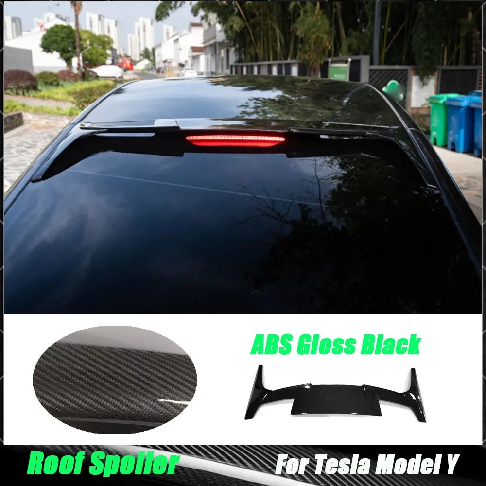 

ABS Carbon Look Rear Trunk Roof Spoiler Wing for Tesla Model Y 2020+ Gloss Black Car Rear Boot Roof Spoiler Modification