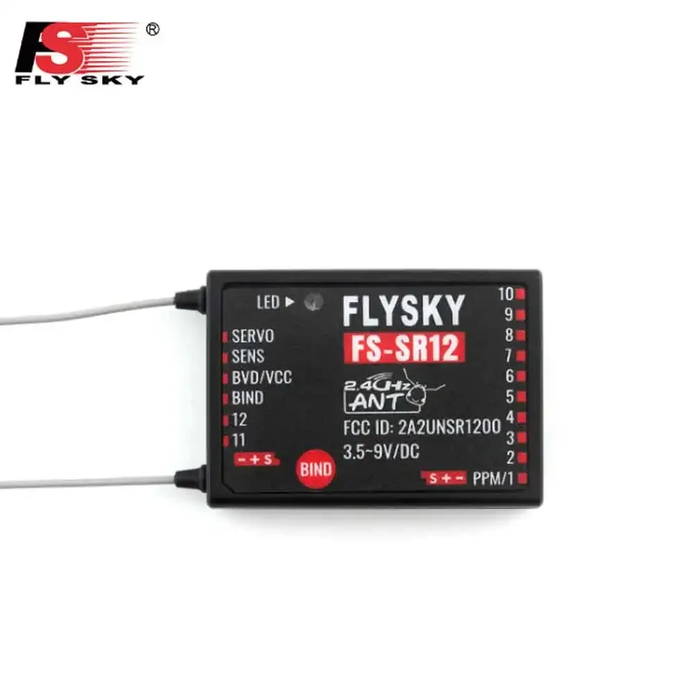 

FLYSKY FS-SR12 12 Channels 2.4G Receiver Dual Antenna for RC Fixed Wing Car Boat Robot Model Toy ANT Protocol Transmitter FS-ST8