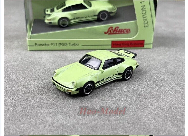 

Schuco 1/64 для Porsche 911 930 Turbo модель автомобиля из сплава, литая под давлением игрушка для мальчиков, подарок на день рождения, хобби, дисплей, имитация украшений, зеленый цвет