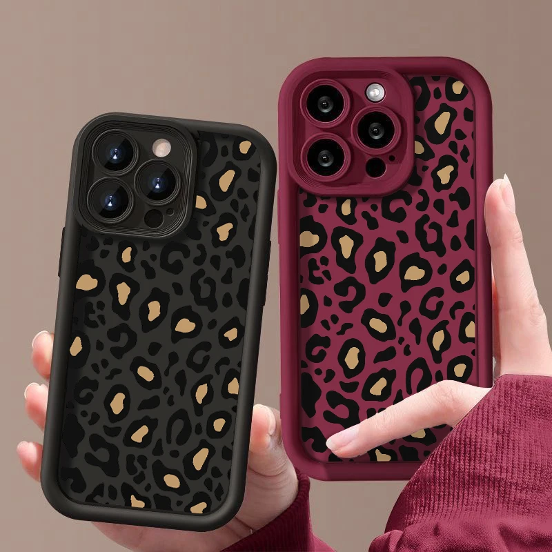Leopard Patterned Case For iPhone 16 Pro Max Shockproof Bumper Phone Cover Coque For iPhone 14 15 Pro Max 13 12 11 16e 17 Air - náhled 3