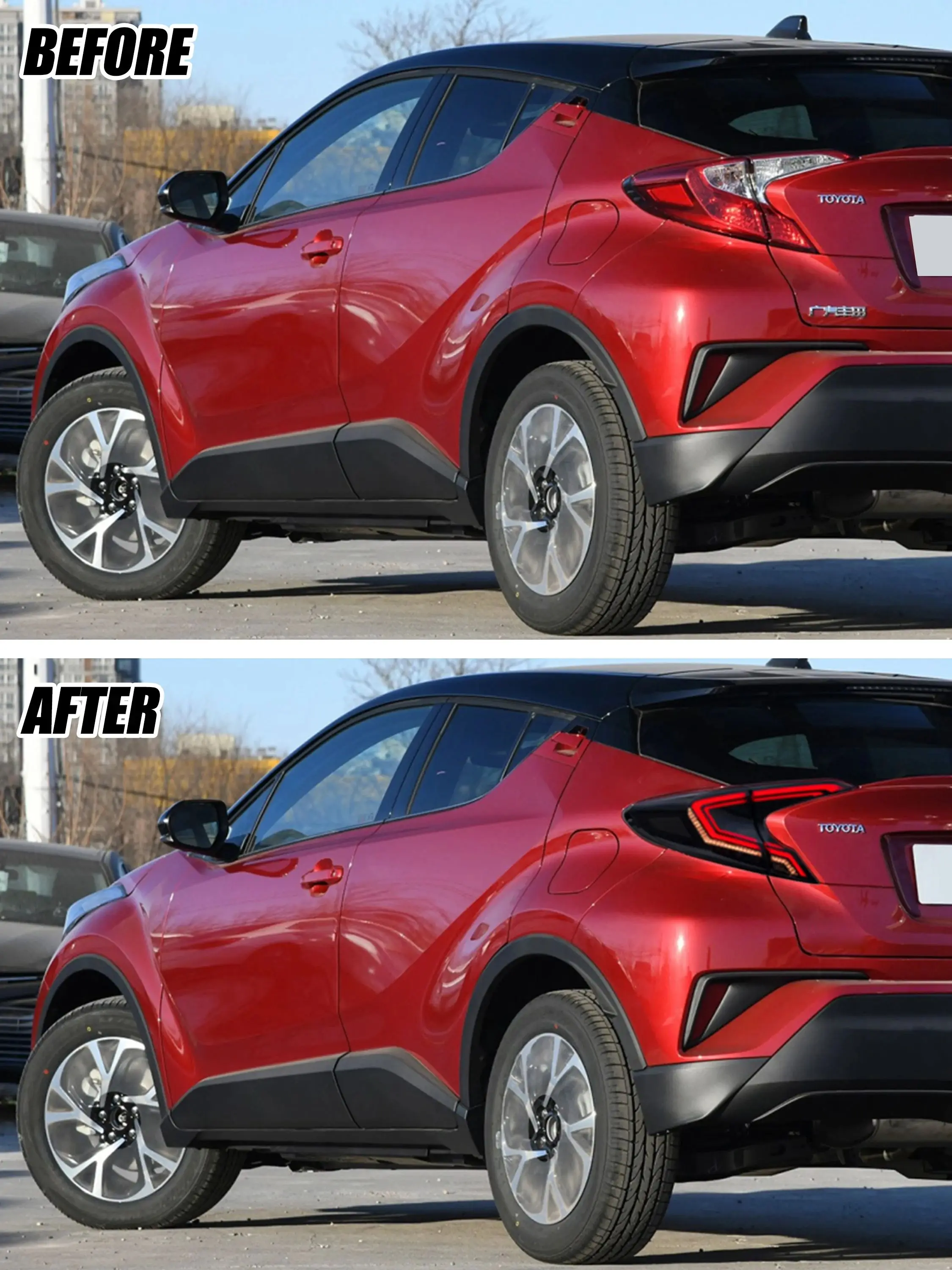 LED achterlichten voor Toyota C-HR 2016-2025 met sequentiële knipperlichten, startanimatie, zwarte achterlichtunit - afbeelding 2