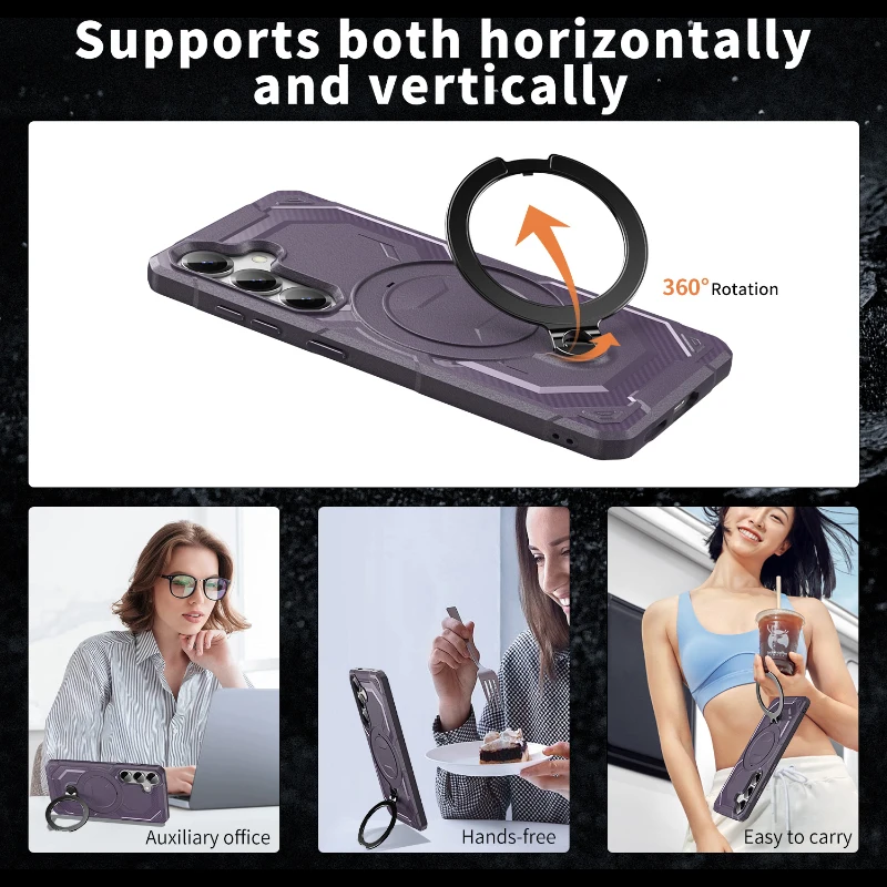 Para Magsafe Magnético 360 °   Soporte giratorio de Metal para coche, funda de teléfono con armadura de Color sólido para Samsung S25 Ultra S23 S22 S24 Ultra Plus