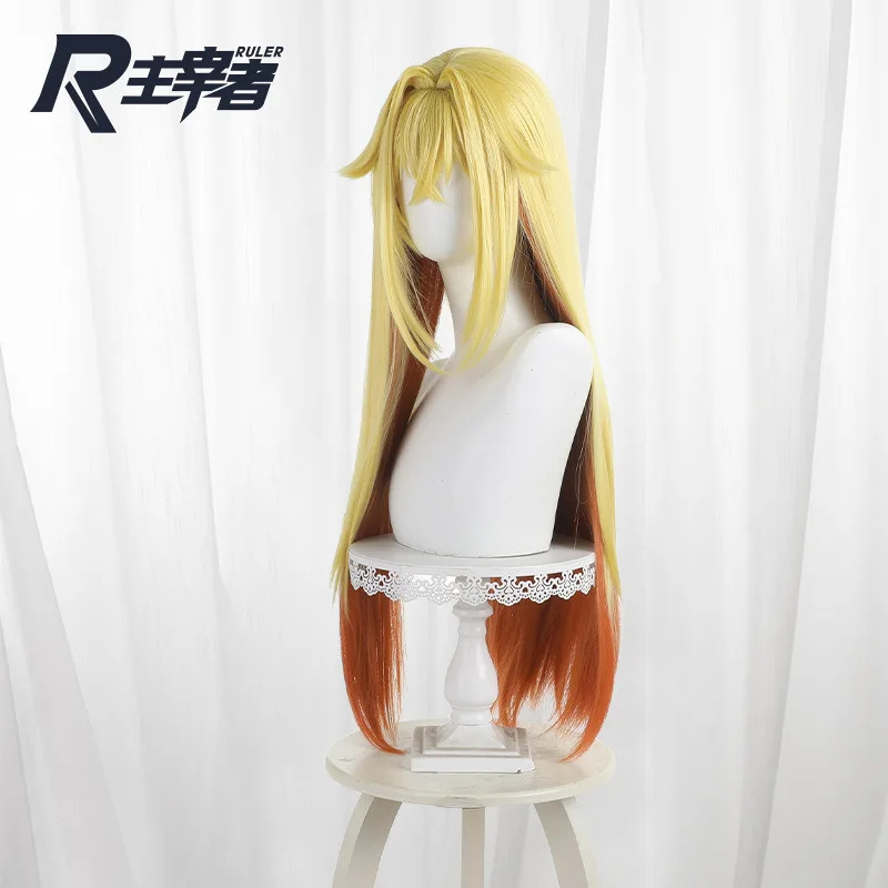 Anime O chefe selvagem tem aparência! Rufus peruca cosplay dourada cabelo longo festa de halloween peruca de dramatização + boné grátis