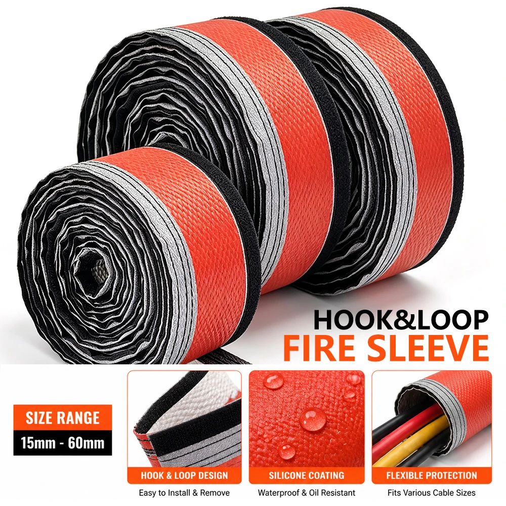 1M Silicone Resin Coated Fiberglass Braided Cable Sleeve High Temp Resistant  Fireproof Insulation Protective Casing