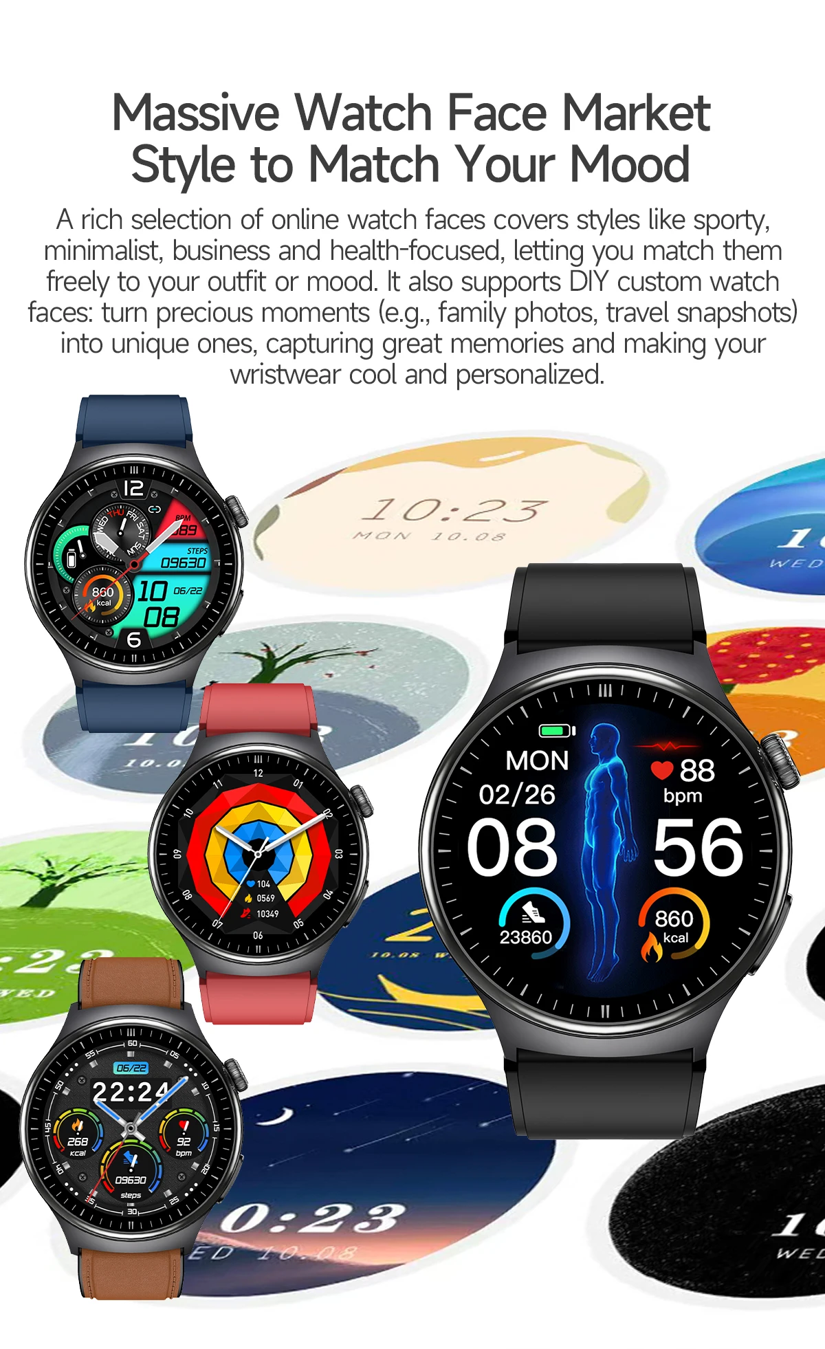 Präzise Mikro-Physikalische Untersuchung Gesundheits-Smartwatch Blutdruck Harnsäure Körperfett Fünf-Organ-Analyse Anrufuhr für Männer und Frauen – Detail 28