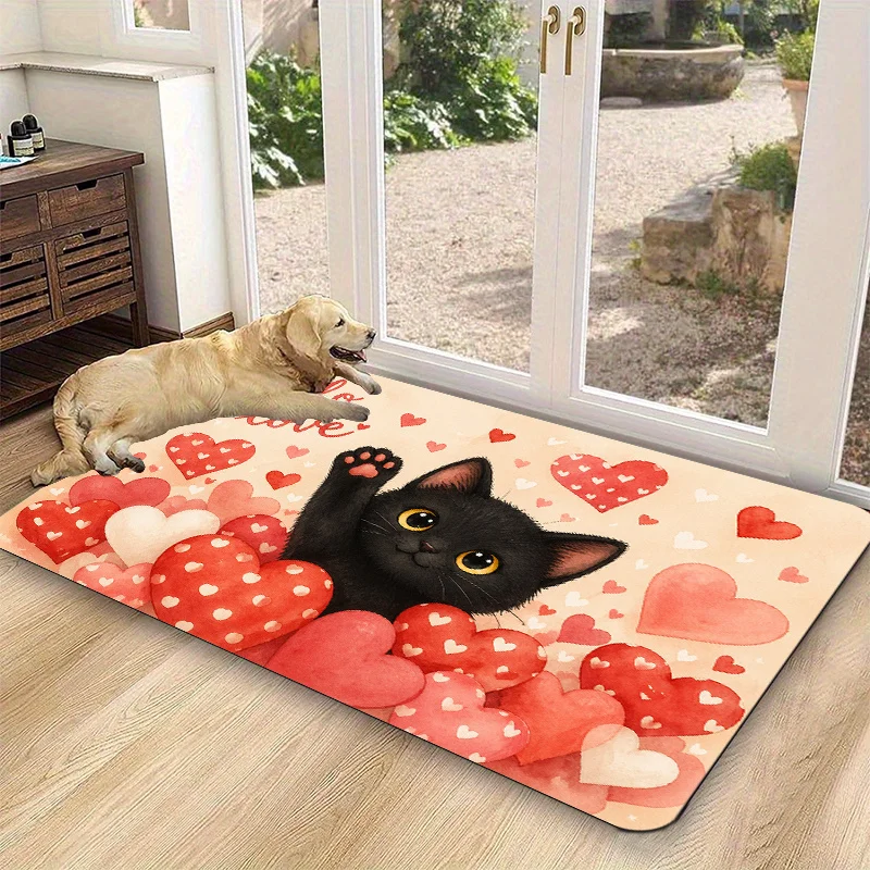 Bright sunflower 2D printed entrance mat with hello greeting on yellow base for cheerful retail and office environment styling