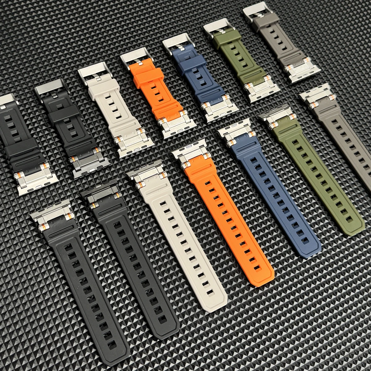 Silicone Rubber Band for Apple Watch Band Ultra 49mm 42 44mm 45 46mm Silicone Metal Luxury Strap for iWatch Series 10 987 se 564