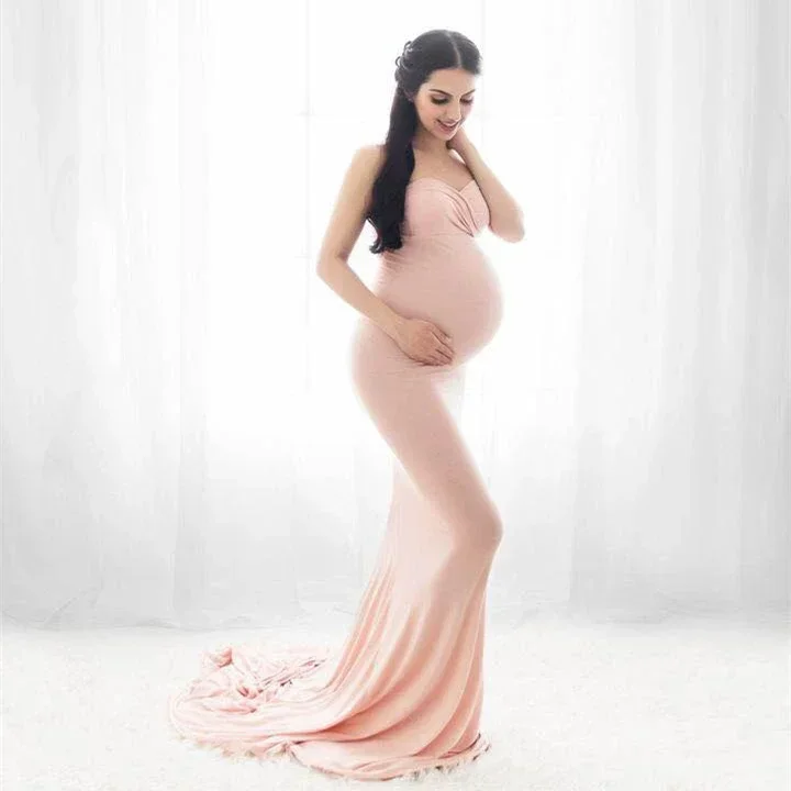 

Long Maternity Dresses Photography Props Sexy Shoulderless Pregnant Dress Photo Shooting Pregnancy Maxi Maternity Gown For Women