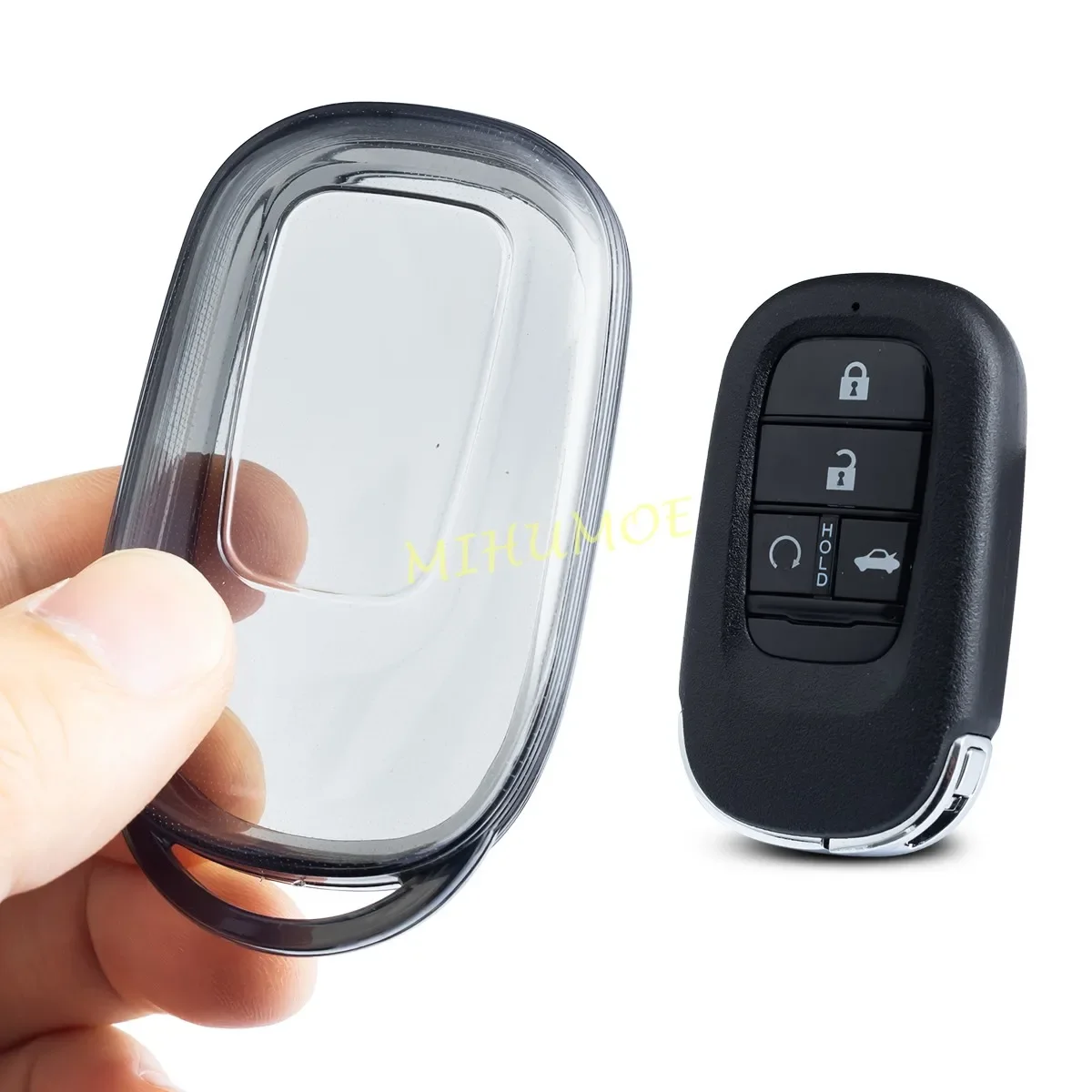 Voor Honda Vezel Civic 11th Accord CR-V HR-V Pilot ZR-V 2023-2025 Zwart Transparant Autosleutelzakje Case Cover sleutelhanger Accessoires