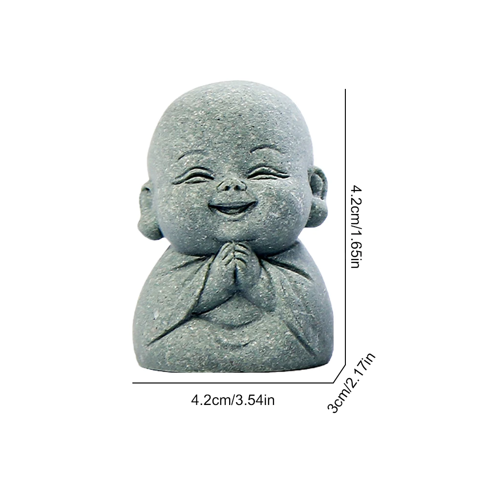4 قطعة تمثال بوذا جميل صغير الراهب تمثال لطيف بوذا الراهب تمثال للمنزل مكتب سيارة خزان الأسماك ديكور
