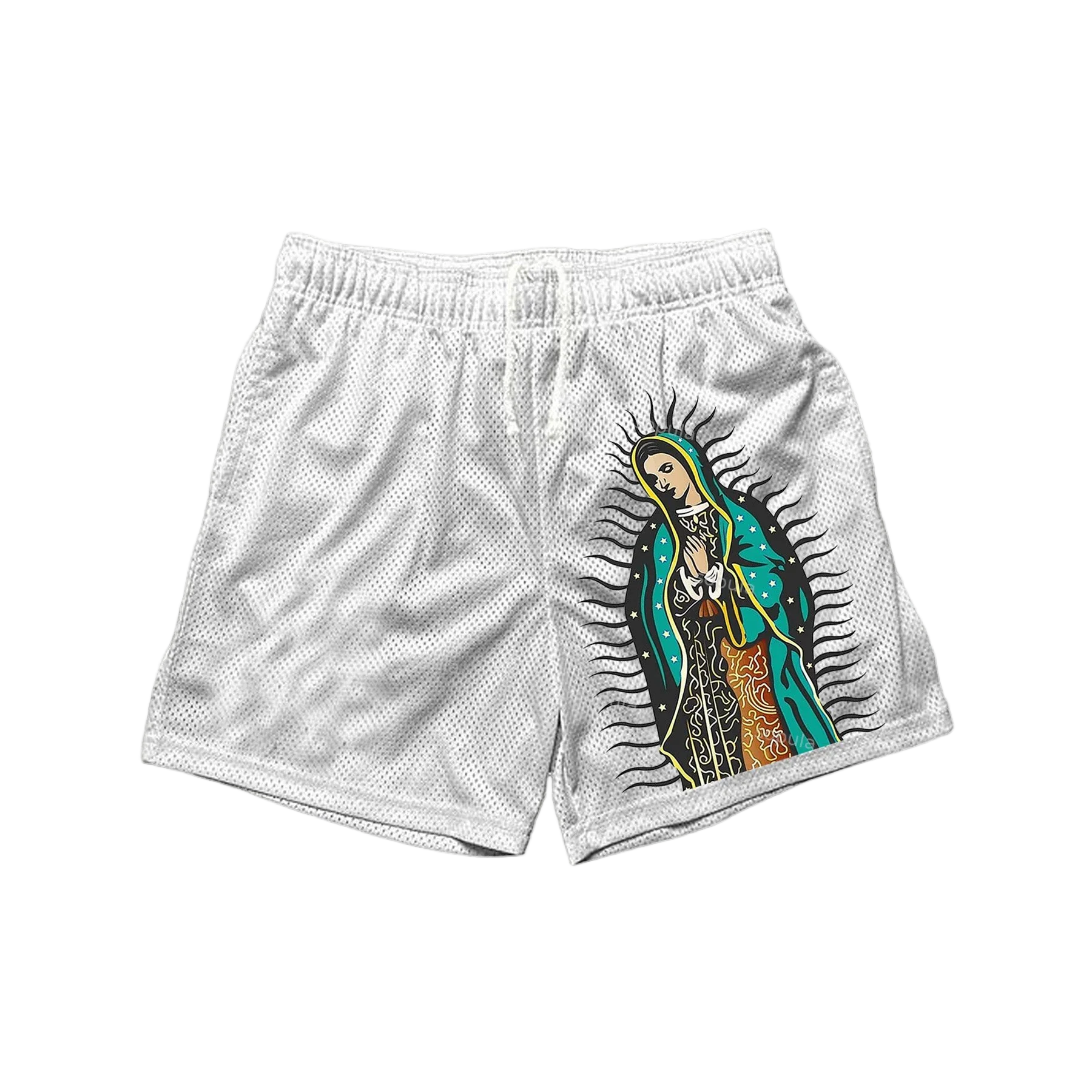 

Спортивные тренировочные дышащие модные шорты, мужские повседневные шорты с принтом Девы Марии, уличные шорты, быстросохнущая уличная одежда