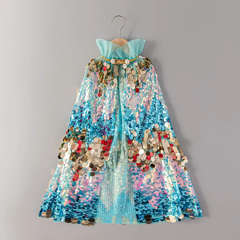 

Halloween Costume Set for Kids,Sequin Cape for Christmas Dress-Up,Kids' Holiday Costume Set with Gradient Sequin Cape