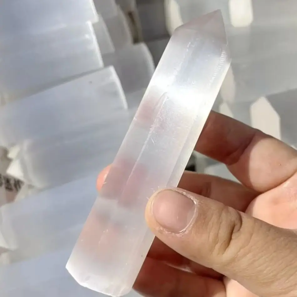 Natural Selenite Tower Crystal Quartz Point Reiki Healing Hexagonal Prisms Obelisk Wand Chakra Gemstones Gypsum  Room Decoration