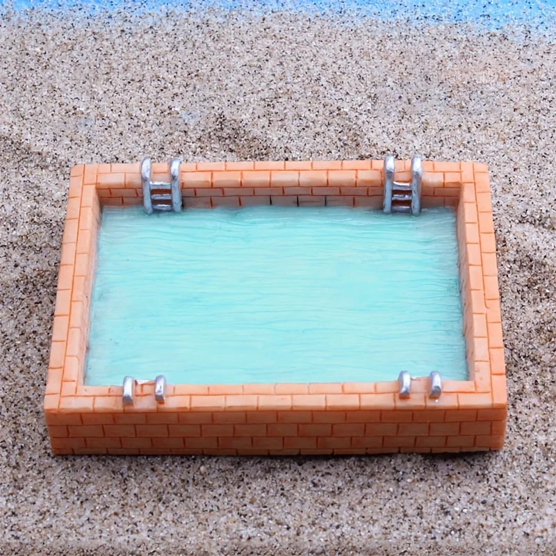 

1pc Dollhouse Miniature Swimming Pool Statue Model Plastic Floor Mount Figurine Landscape Playhouse Decor Accessory Ornament