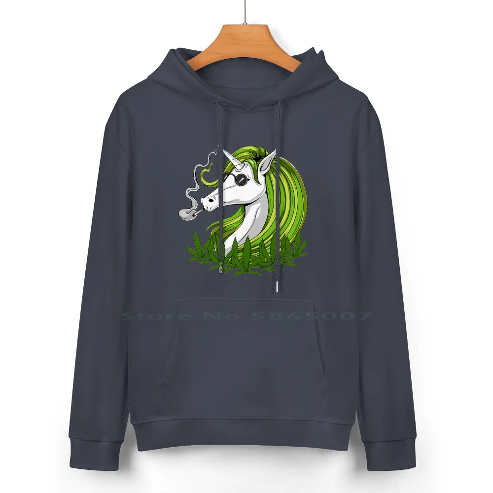 Unicorn Hippie Stoner Pure Cotton Hoodie Sweater 24 Colors Hippie Unicorn Hippie Festival Smoking Weed Pot Smoker Ganja Stoner