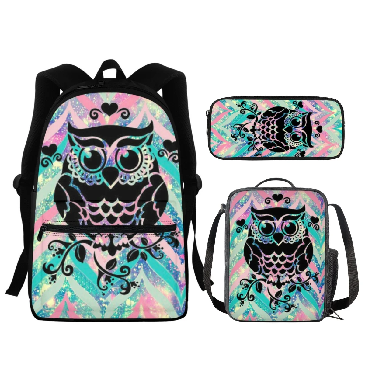 Forudesigns dos desenhos animados águia mochilas 3 pçs/set sonho apanhador lápis caso acampamento acessível almoço sacos estudantes escola