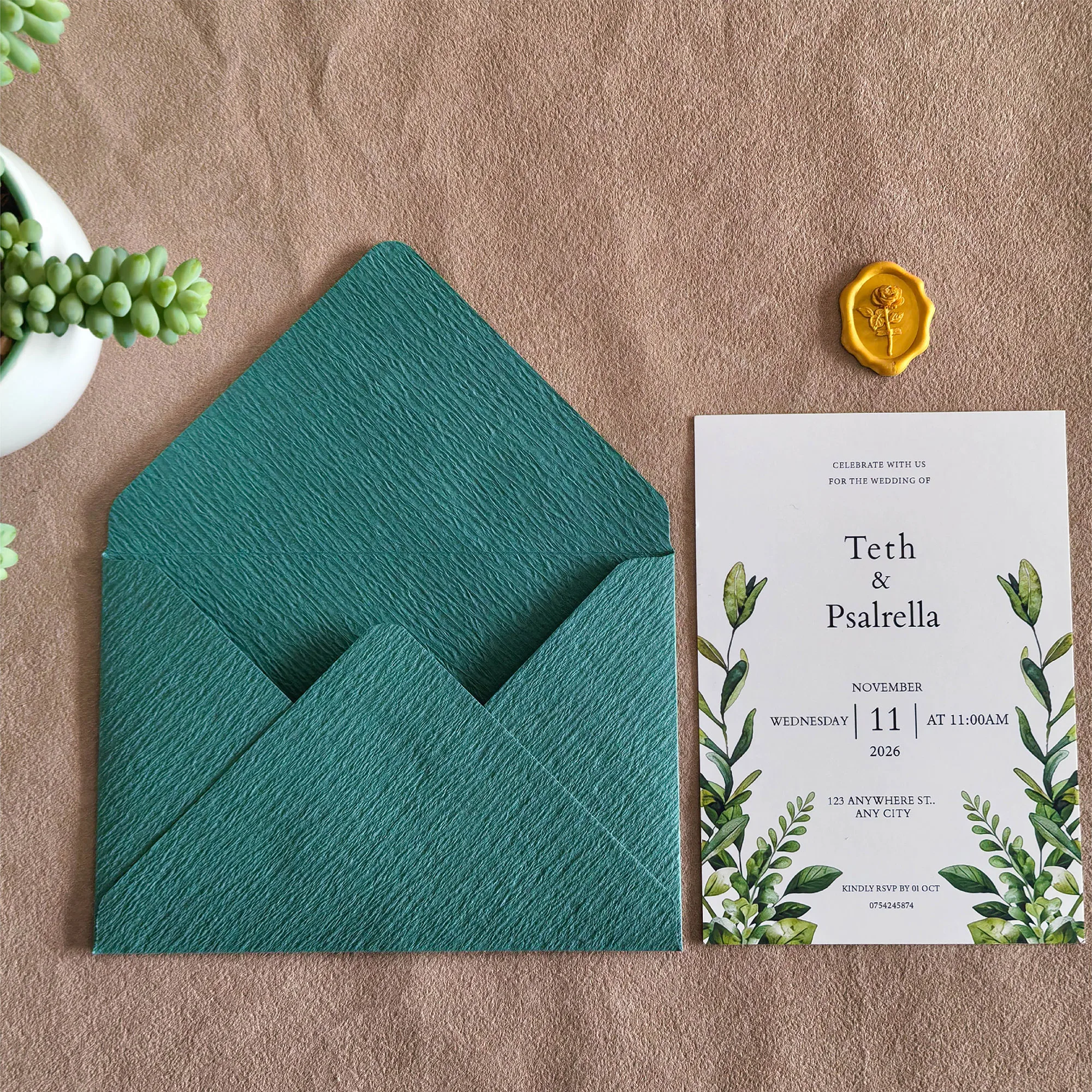 

Custom Wedding Invitation Set with Premium Envelope And Wax Seal Fit for Adult，Birthday, Thank You Card,Free Design Services