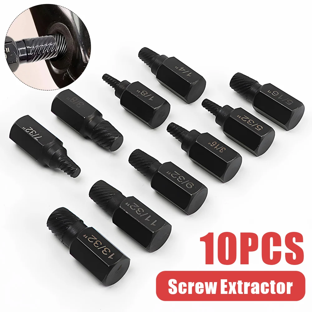 10Pcs Screw Extractor Kit Damaged Remover Set Multi-Spline Screw Extractor Easy Out Drill Bits Bolt Stud