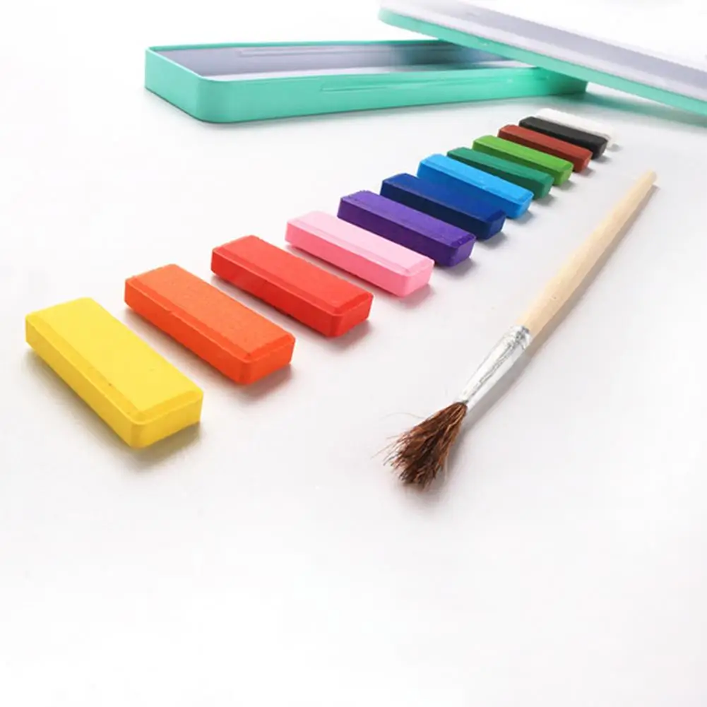 Set di colori ad acquerello per bambini Set di colori ad acquerello per principianti Set di colori ad acquerello portatili con pennello 12 colori per bambini